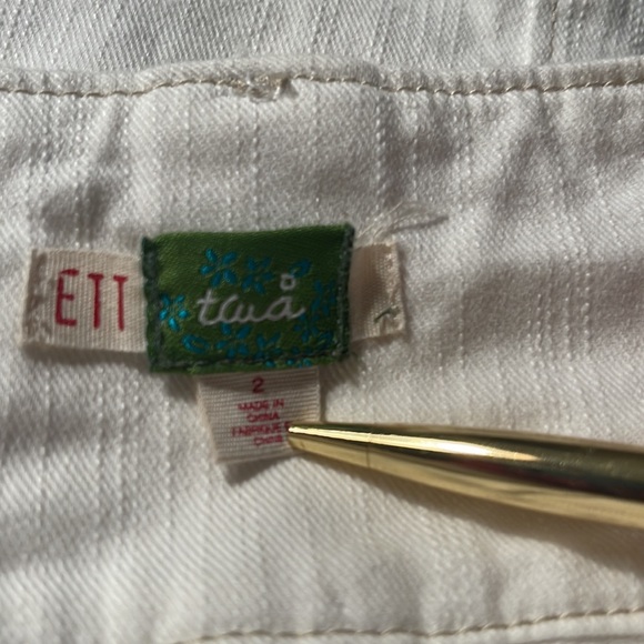 ANTHROPOLOGIE Denim Nautical Sailor Anchor Buttons Style Cute Fringed Skirt Sz 2 - Picture 8 of 8